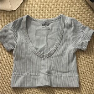 Garage Light Blue Ribbed Crop Top